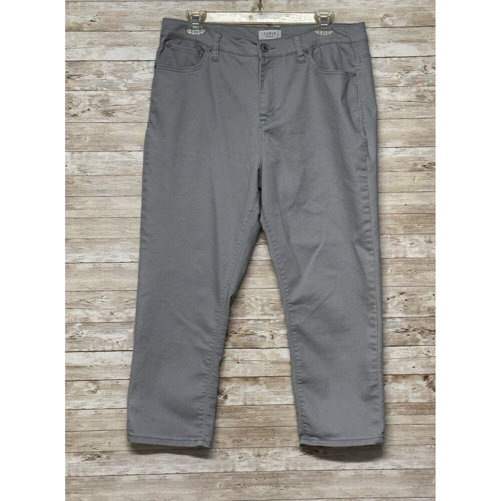 Curve Appeal Stretch Gray Jeans Womens 14/32 Straight Leg Button Zip 5 Pocket